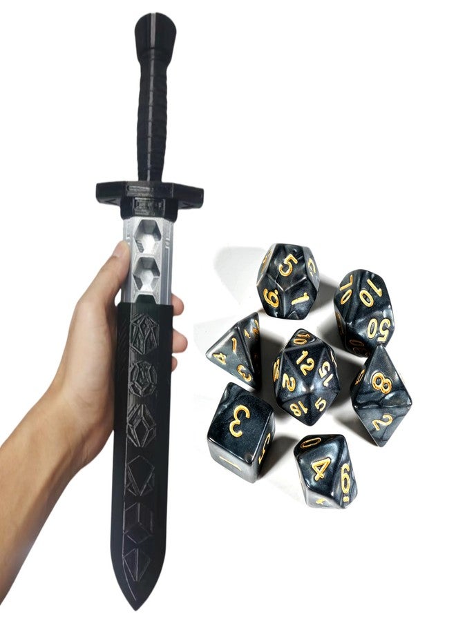 XJPONGC Dagger Dice Holder Box Dice Tower Dungeons and Dragons RPG Tabletop Roleplaying Game Jail D&D (Random 7PCS D20 Dice Set Included) Black - Image 1